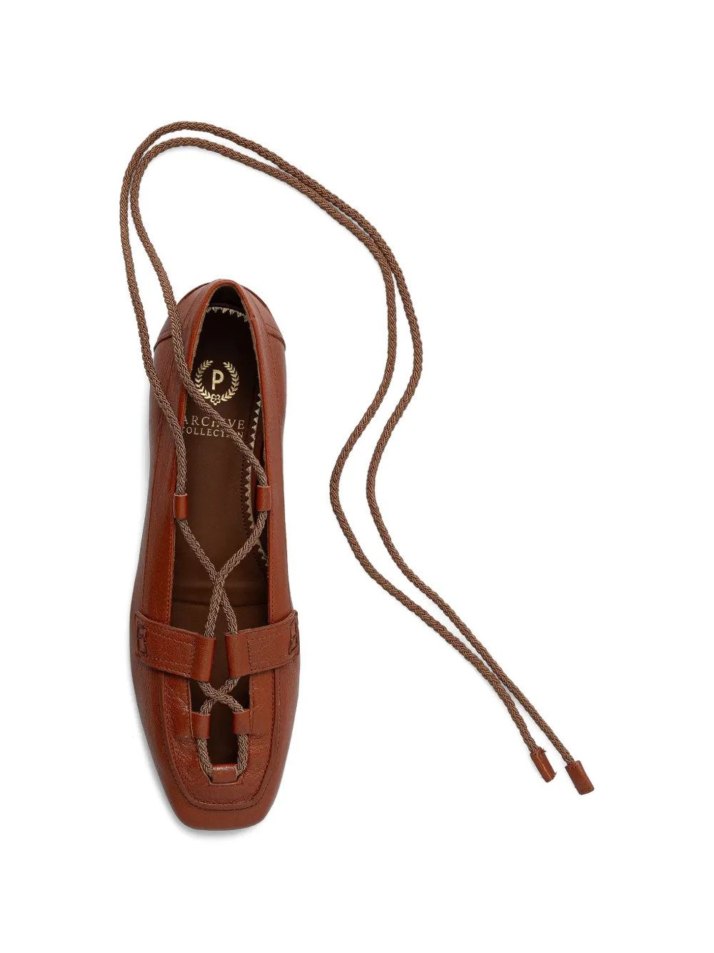 Pollini lace-up square-toe ballet flats Bruin