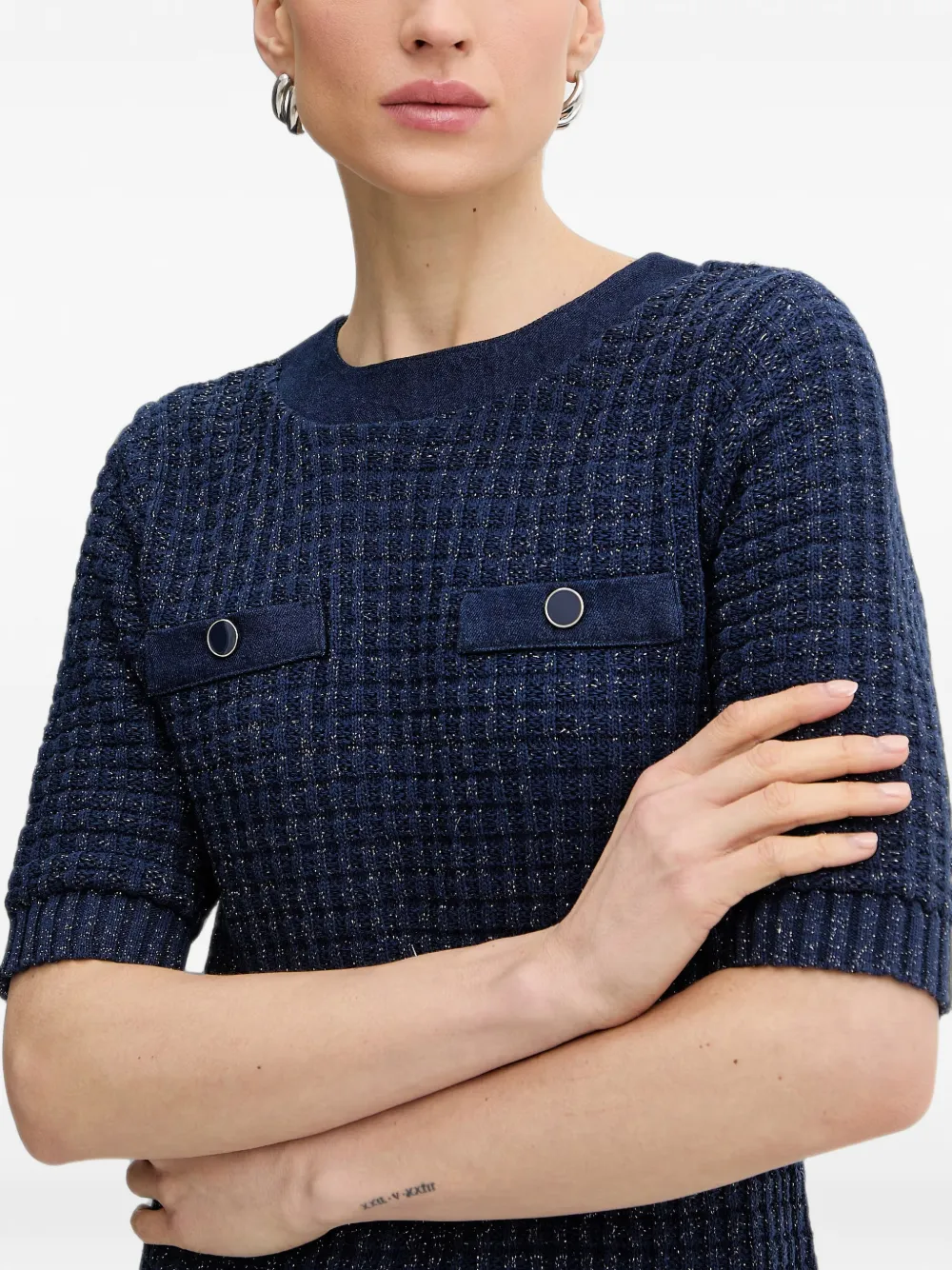 Morgan Geweven mini-jurk met imitatiezak Blauw