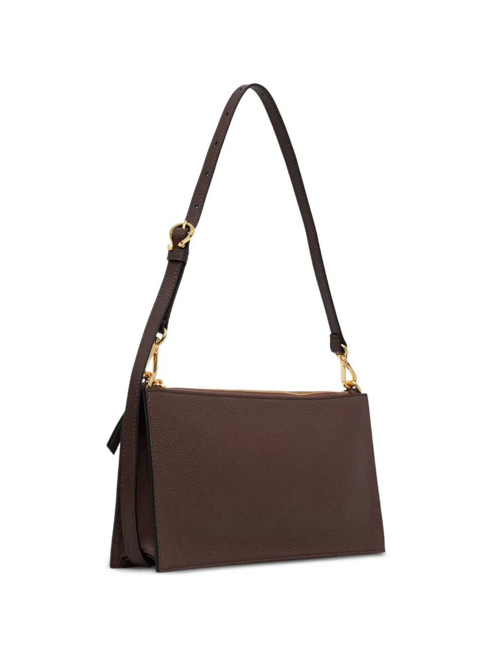  Pollini Pebble-textured Logo-patch Shoulder Bag - Marrone 