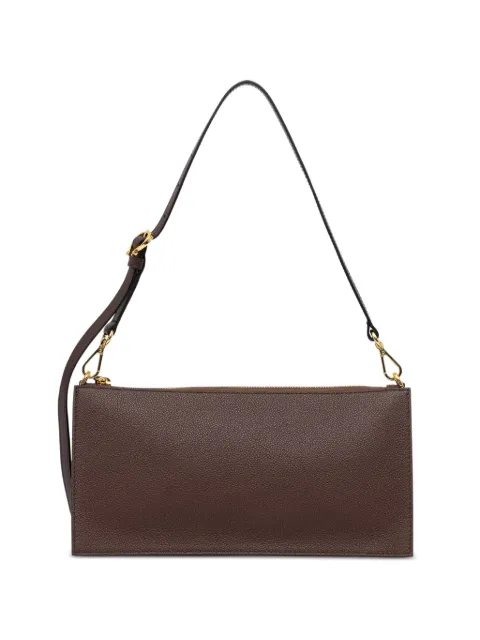 Pollini pebble-textured logo-patch shoulder bag