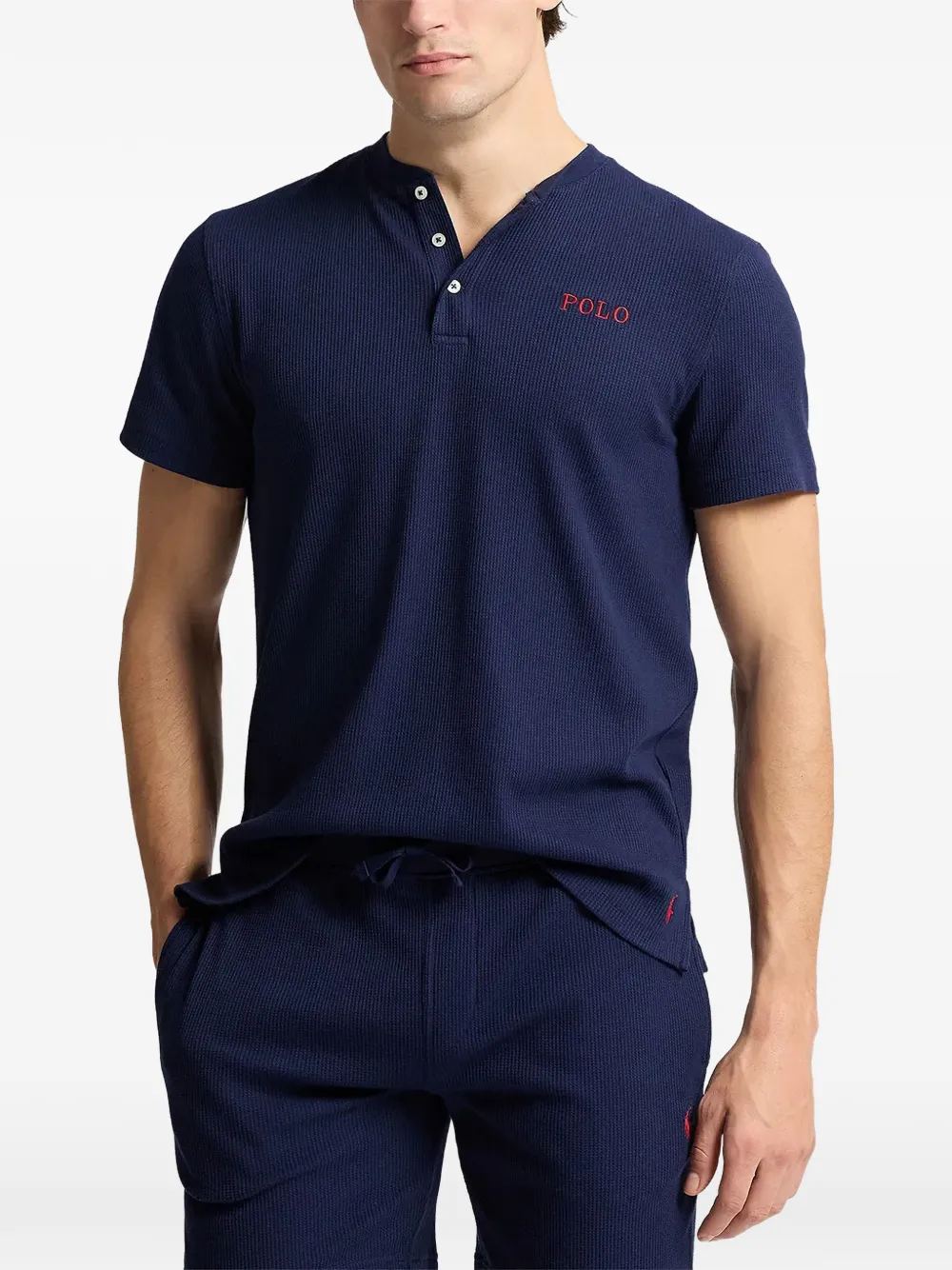 Polo Ralph Lauren waffle-knit henley pajamas - Blau