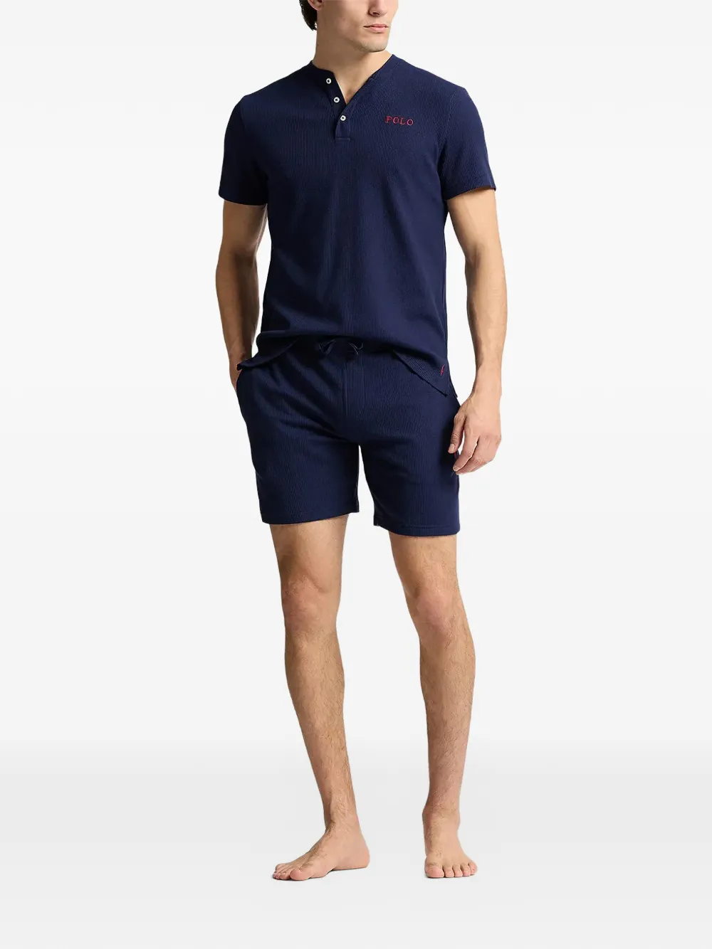 Polo Ralph Lauren Henley pyjama met wafel-patroon Blauw