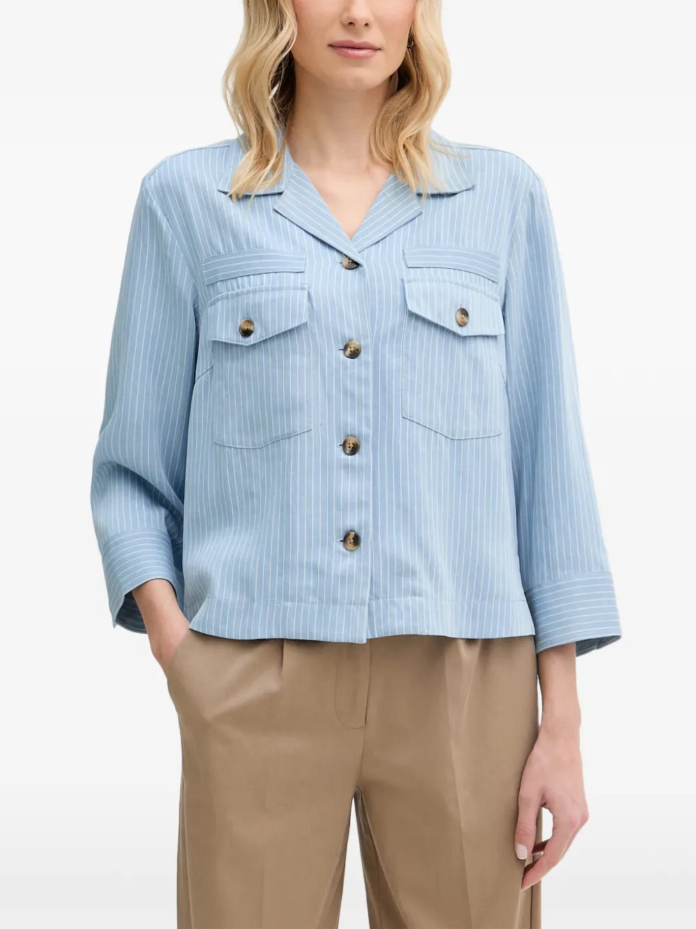 Mos Mosh pinstripe-pattern patch-pocket shirt