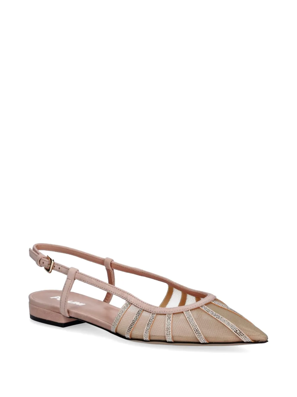 Pollini Bling crystal-embellished slingback ballet flats Beige