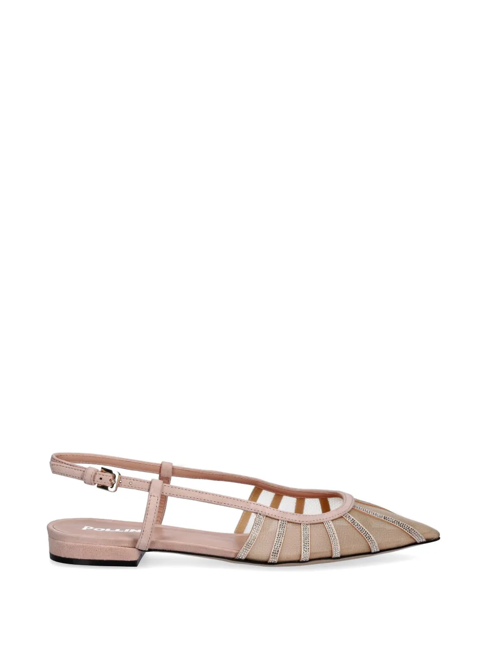Pollini Bling Bling crystal-embellished slingback ballet flats - Toni neutri