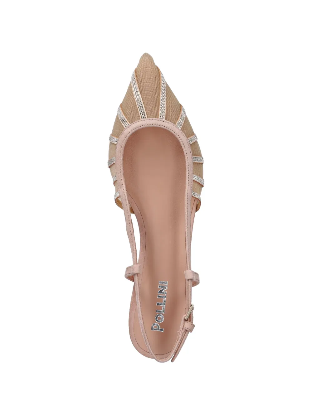 Pollini Bling crystal-embellished slingback ballet flats Beige