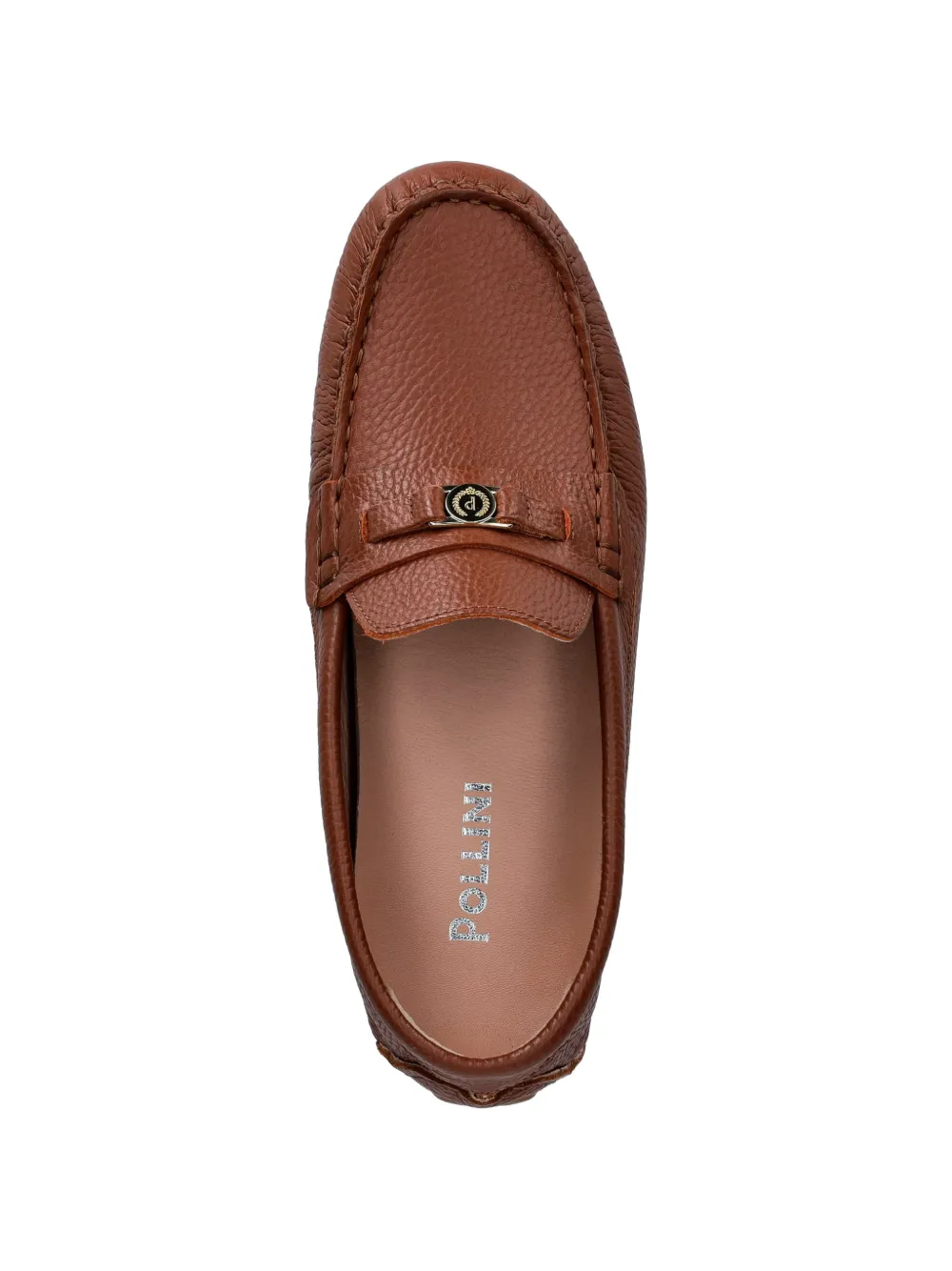 Pollini logo-plaque pebbled-leather loafers Bruin