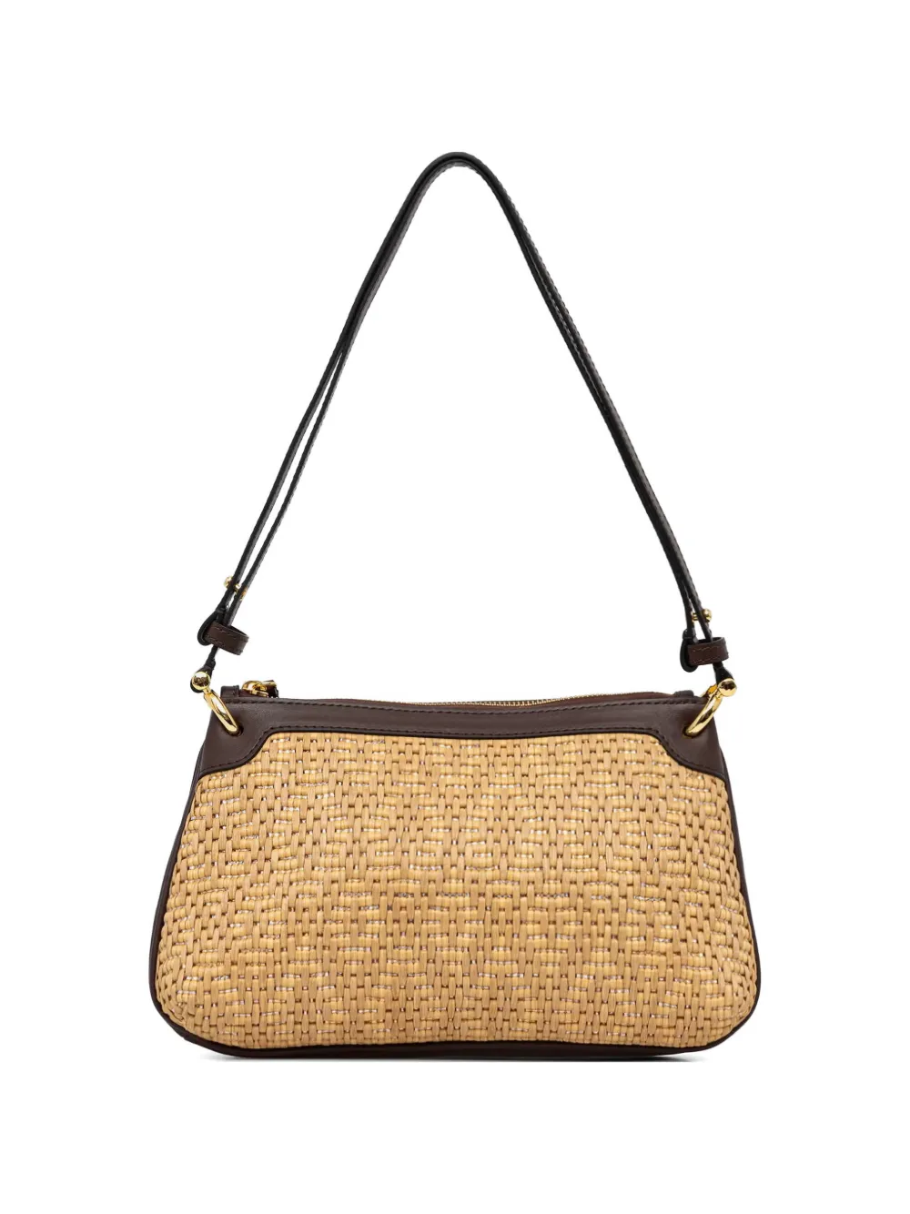 Pollini woven-design leather-trim shoulder bag - Toni neutri