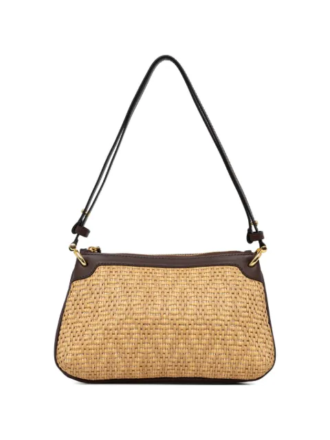 Pollini woven-design leather-trim shoulder bag