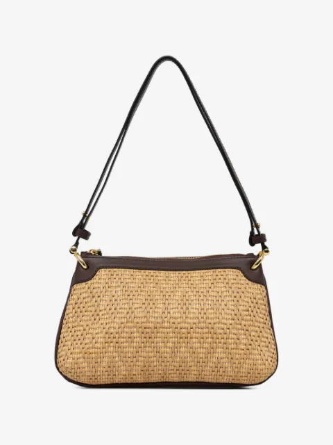 Pollini Gewebte Schultertasche mit Lederbesatz