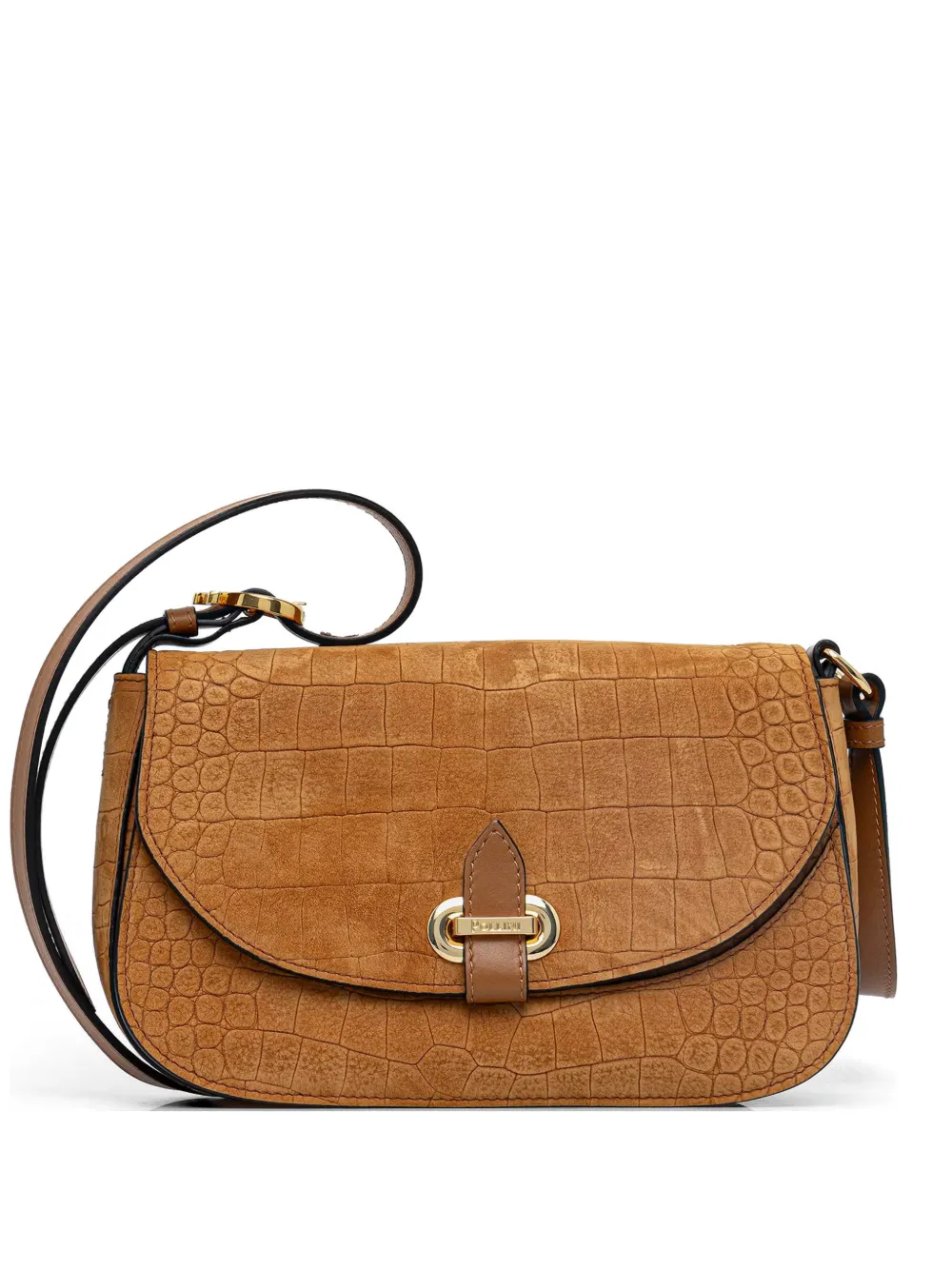 Pollini Fence croc-effect cross body bag - Marrone