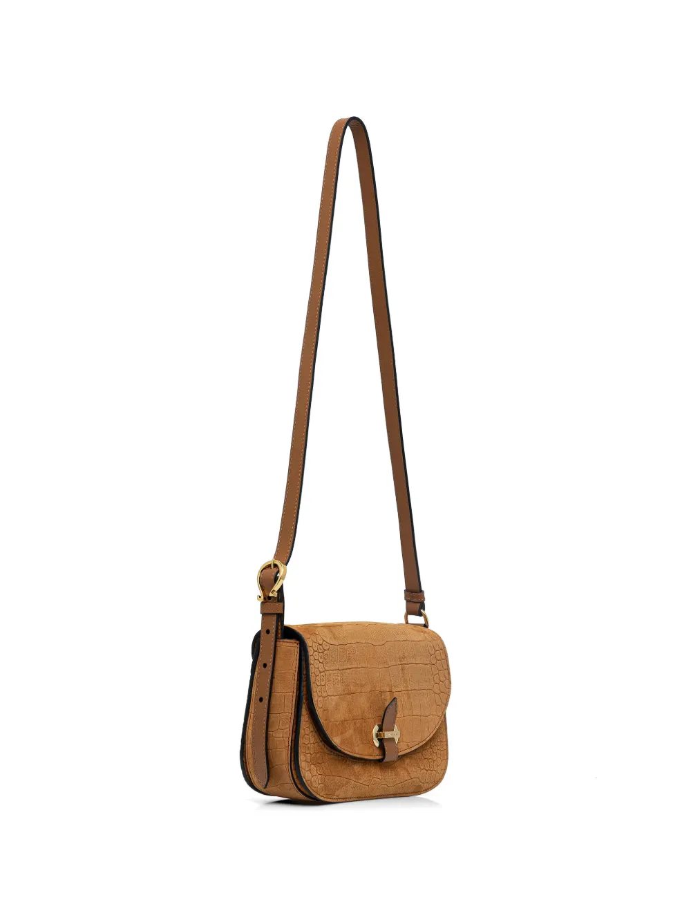 Pollini Fence croc-effect cross body bag - Marrone
