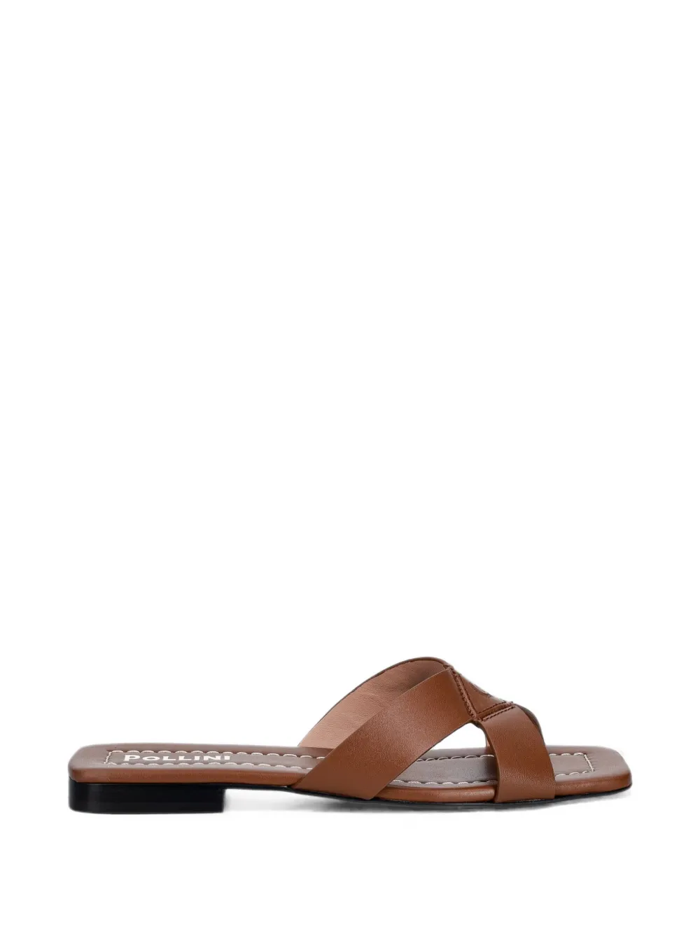 Pollini Crossover Square-toe Slides In Brown