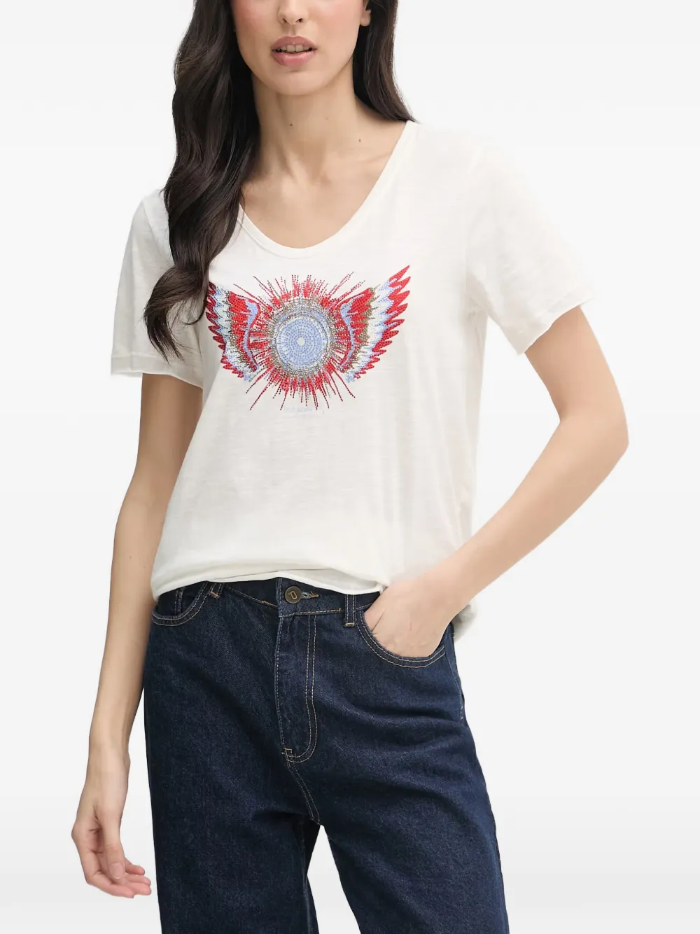 Mos Mosh Romi embellished graphic-print T-shirt