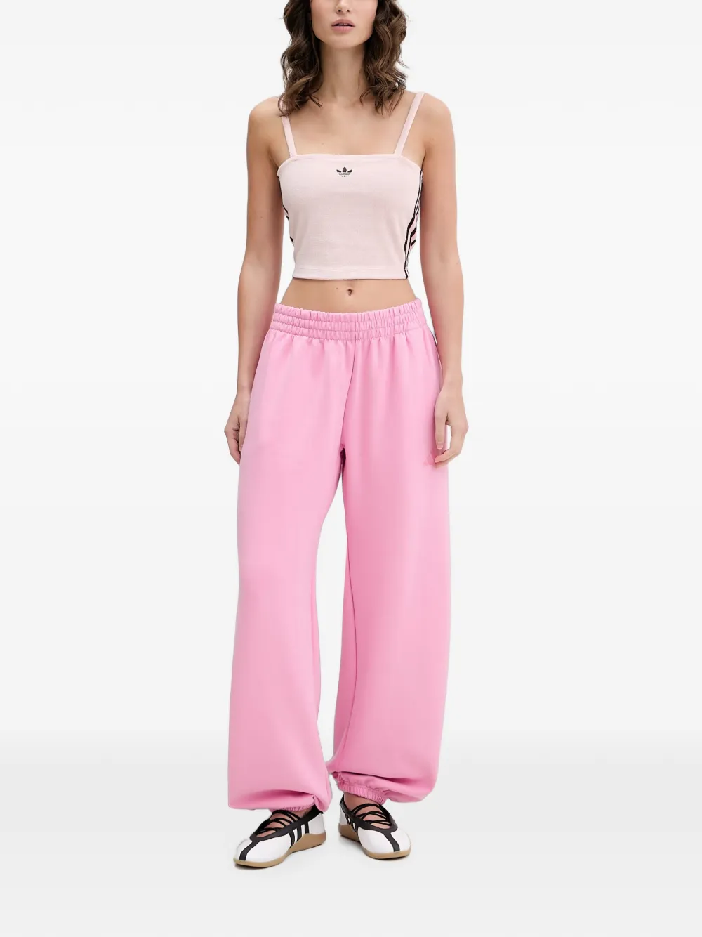 adidas Soft Lux elasticated-waistband logo-patch track pants Roze