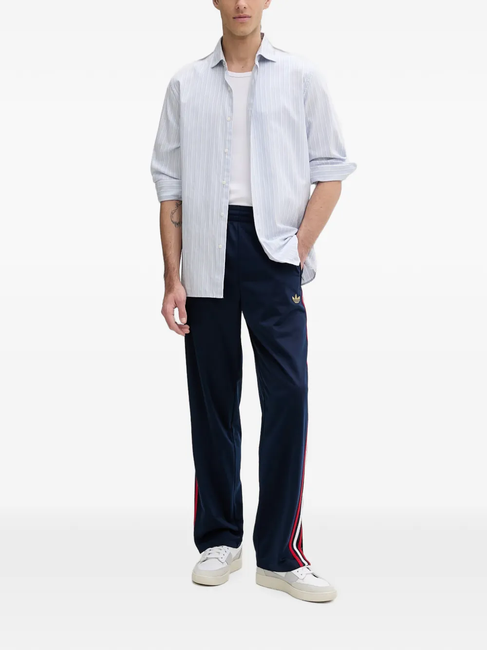 adidas Firebird logo-embroidered side-stripe track pants Blauw