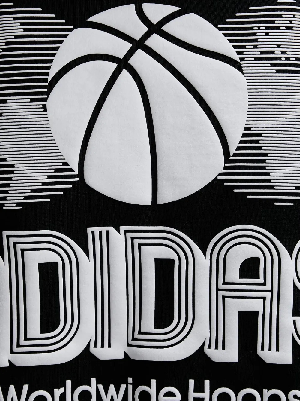 adidas World Wide Hoops logo-print pouch-pocket hoodie Zwart