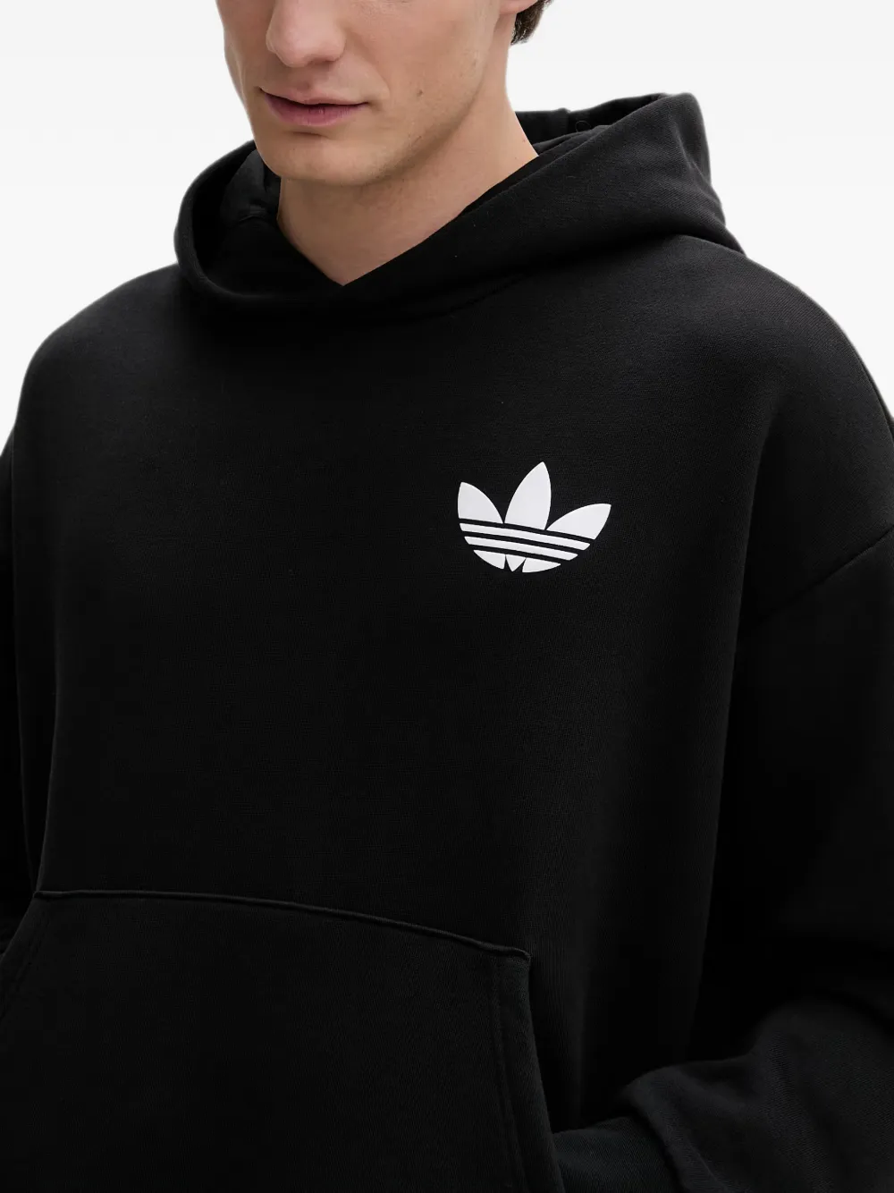 adidas World Wide Hoops logo-print pouch-pocket hoodie Zwart