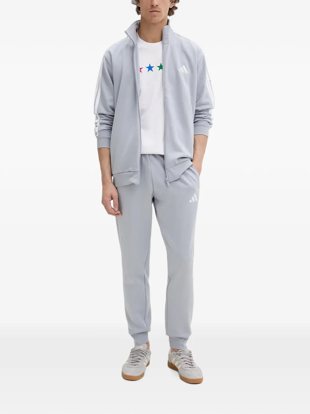 adidas 3-Stripes fleece tracksuit Grijs