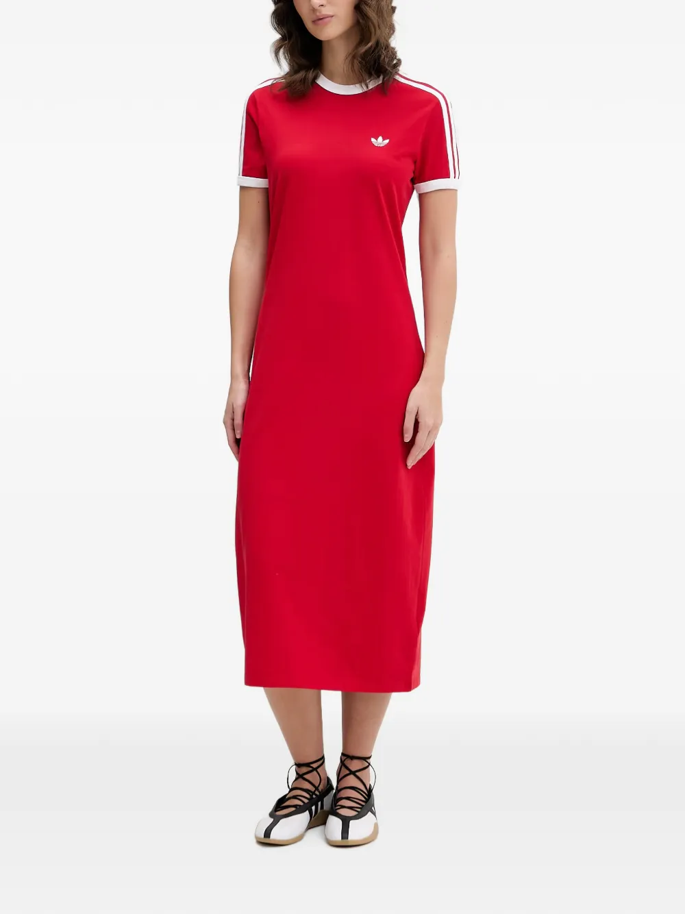 adidas 3 Stripes midi dress Rood
