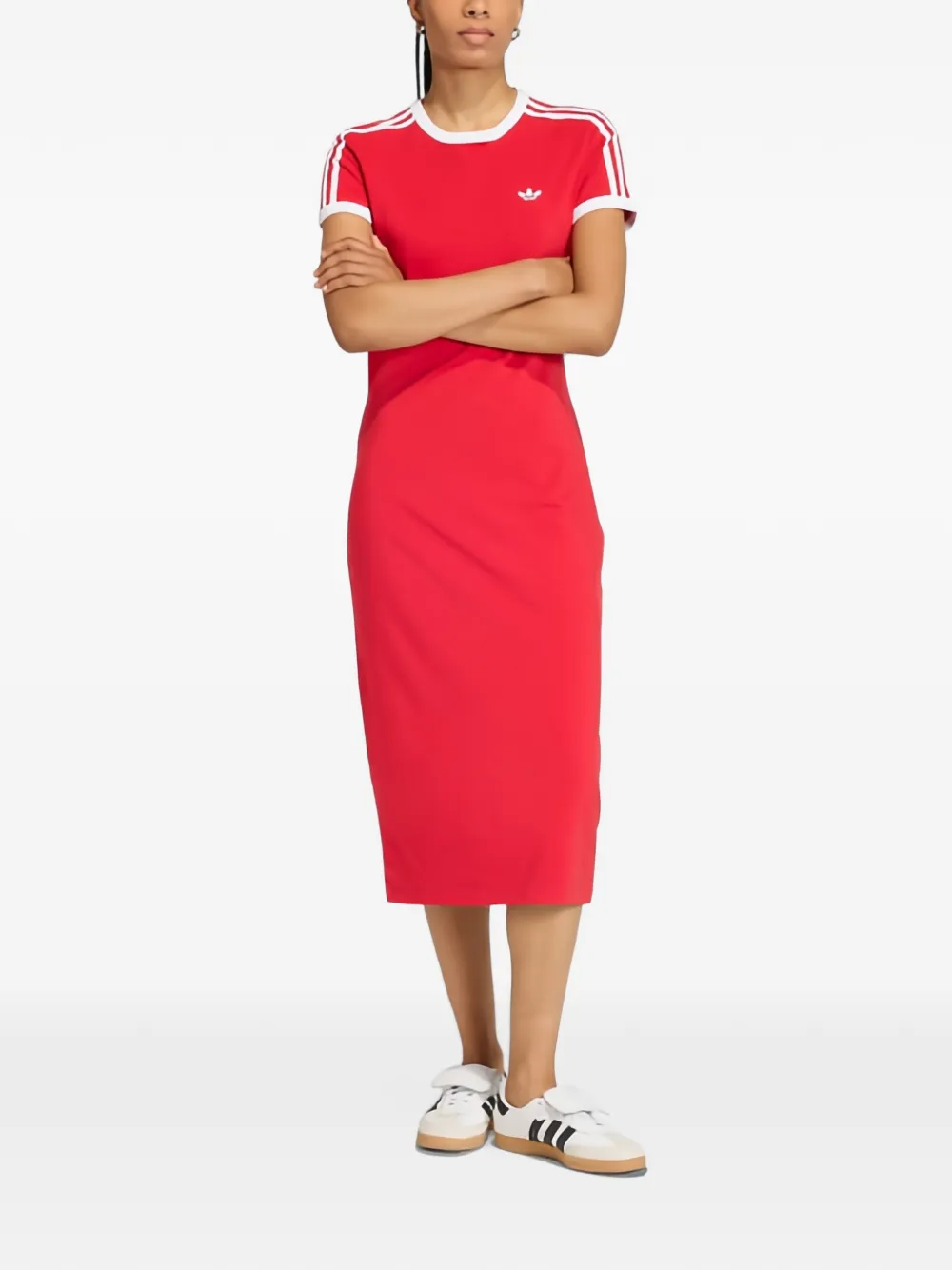 adidas 3 Stripes midi-jurk Rood