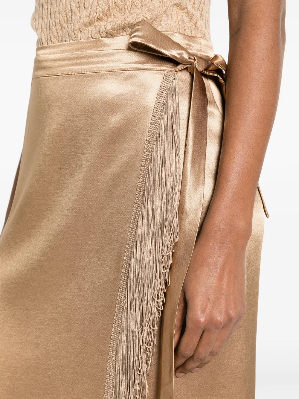 THE NINA STUDIO Wikkelrok met franje Beige