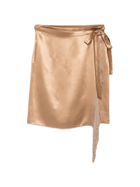 THE NINA STUDIO fringe-trimmed wrap skirt