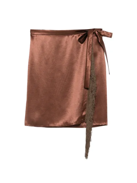 THE NINA STUDIO fringe-trim wrap skirt