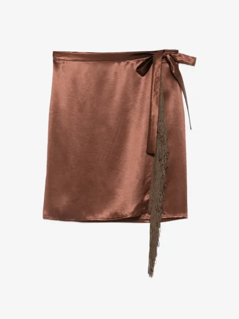 THE NINA STUDIO fringe-trim wrap skirt