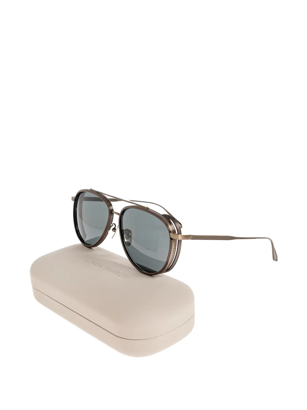 Linda Farrow Cortes zonnebril met piloten montuur Metallic