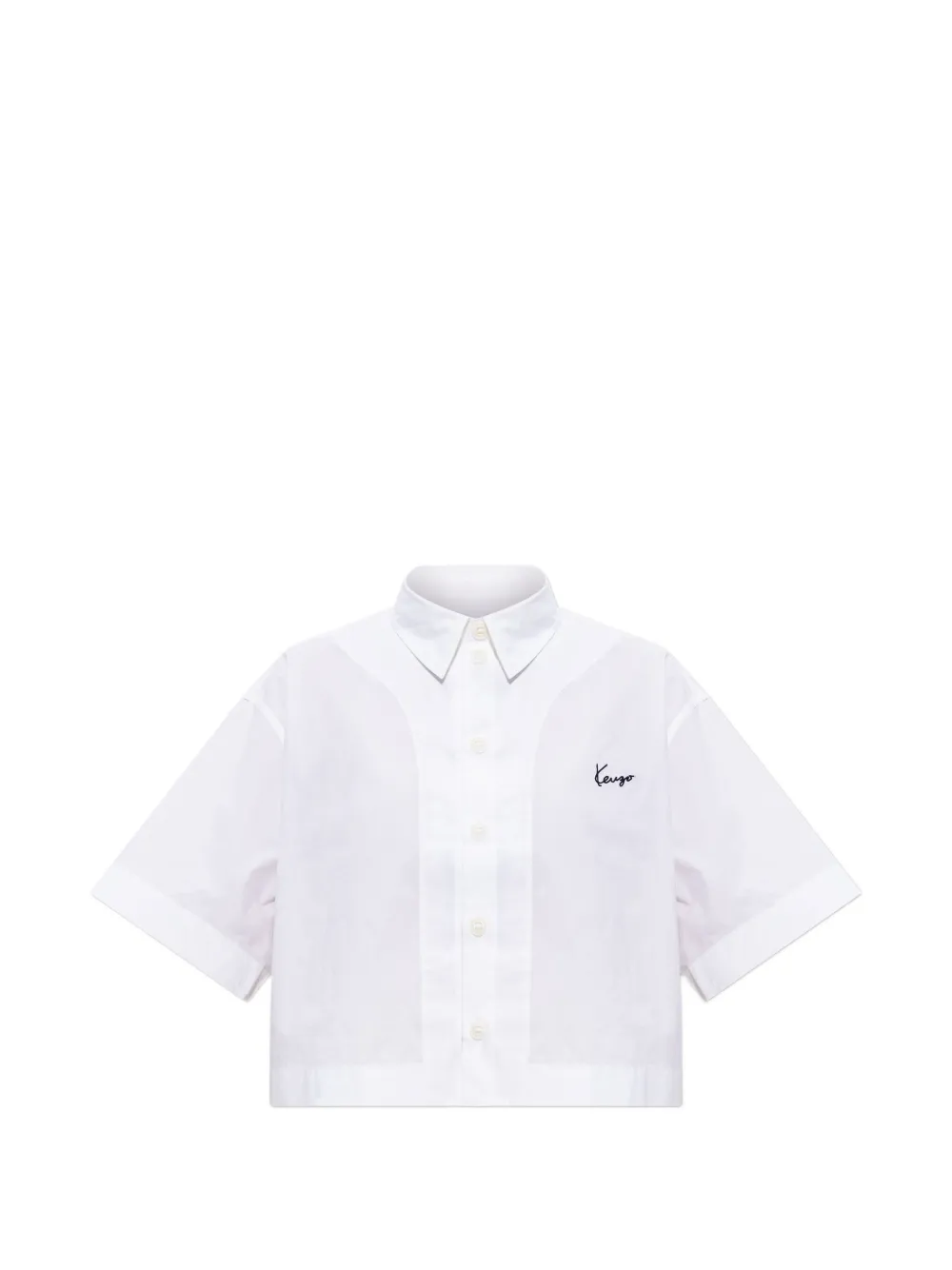 Kenzo logo-embroidered cropped shirt - Bianco