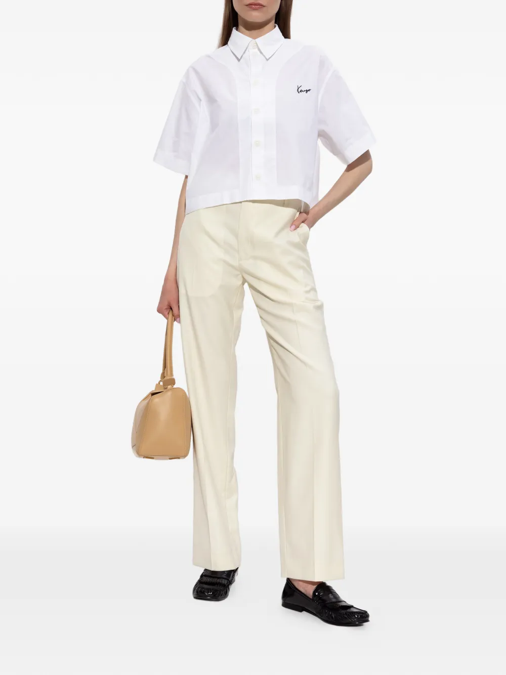 Kenzo Cropped shirt met geborduurd logo Wit
