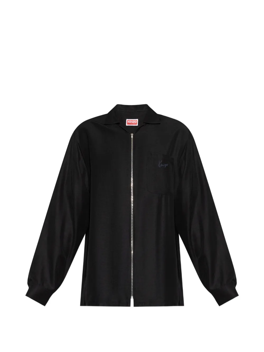 Kenzo zip-up logo-embroidered shirt - Nero