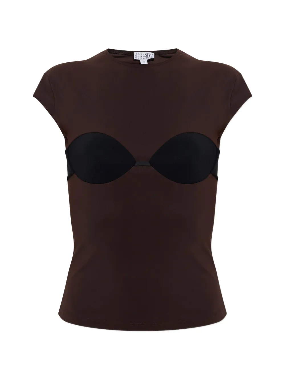 MM6 Maison Margiela bra-overlay T-shirt - Marrone