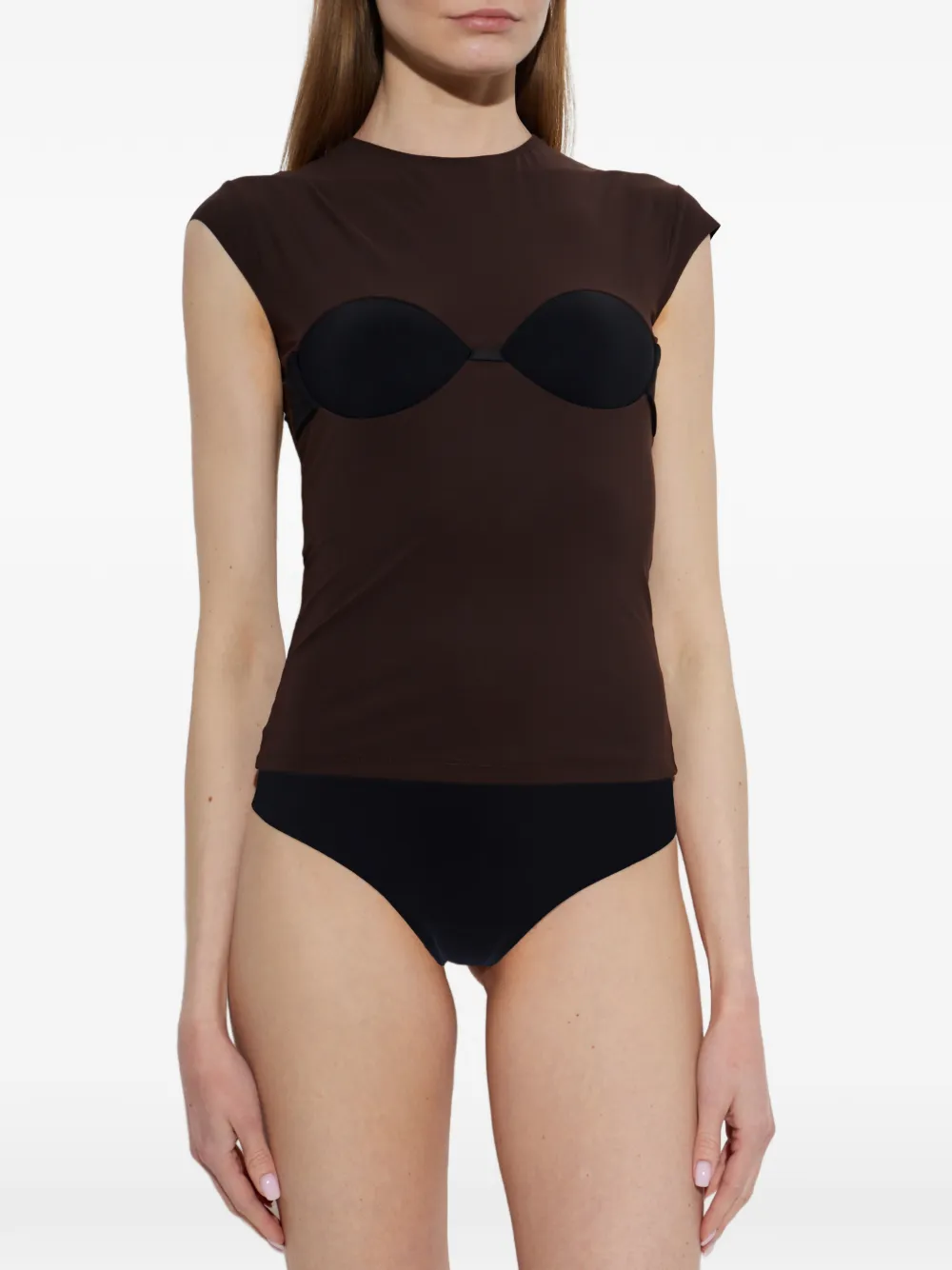 MM6 Maison Margiela T-shirt met bh-laag Bruin