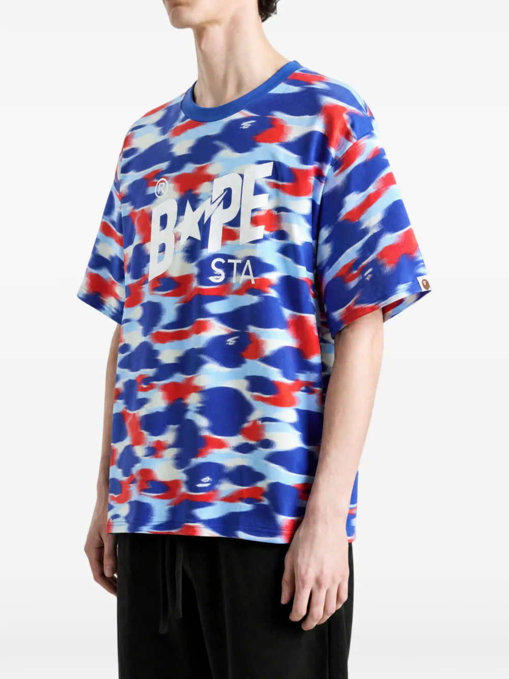 A BATHING APE T-shirt met camouflageprint Blauw