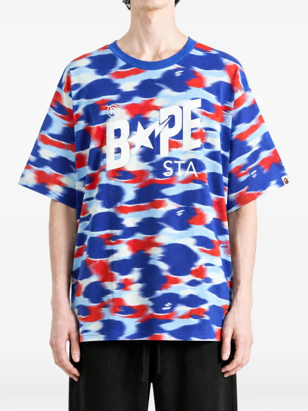 A BATHING APE T-shirt met camouflageprint Blauw