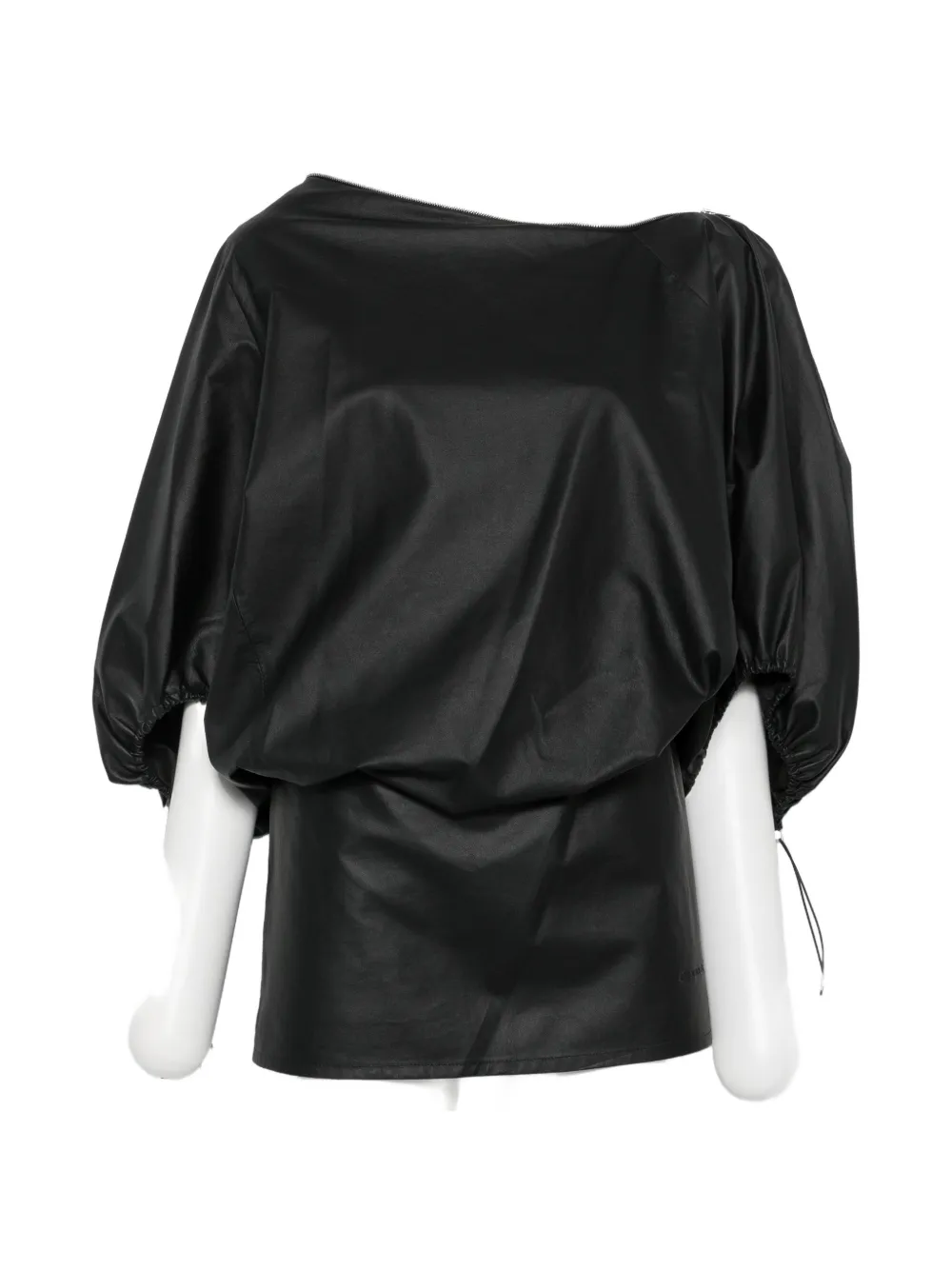 Alexander Wang zip-neckline balloon-sleeve mini dress - Nero
