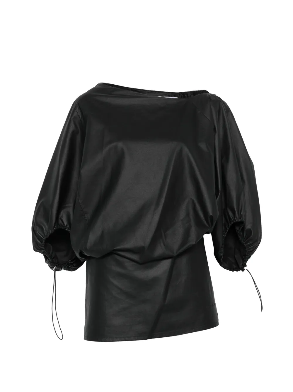 Alexander Wang zip-neckline balloon-sleeve mini dress - Nero