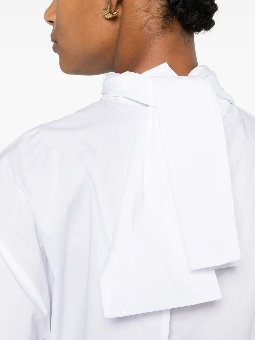 THE NINA STUDIO Blouse met gestrikte hals Wit