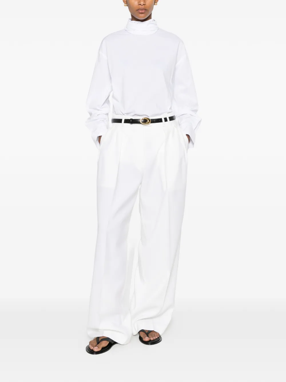 THE NINA STUDIO Blouse met gestrikte hals Wit