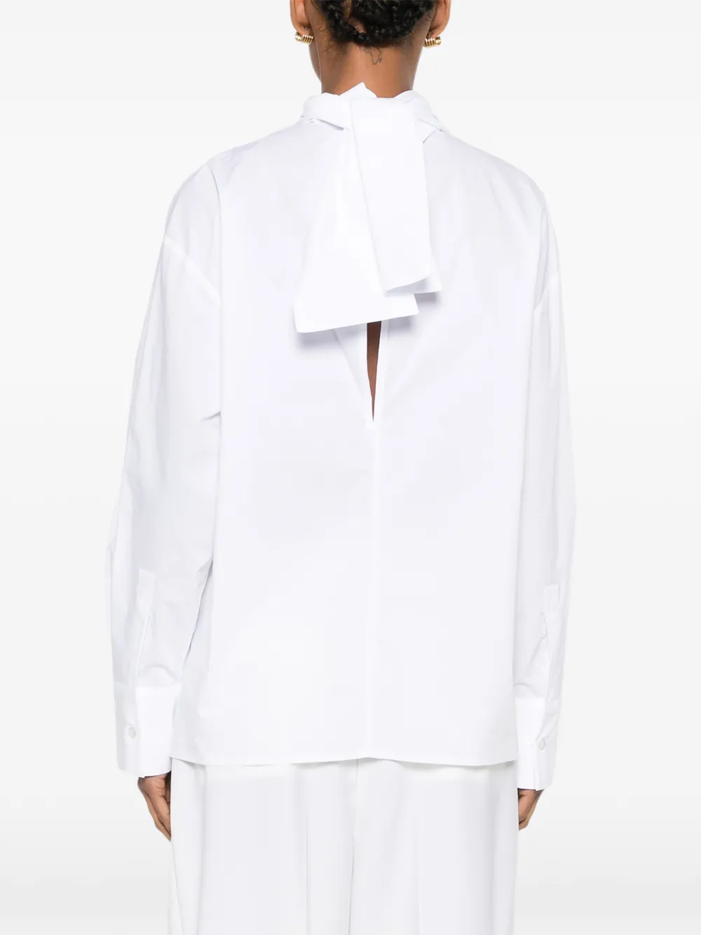 THE NINA STUDIO Blouse met gestrikte hals Wit