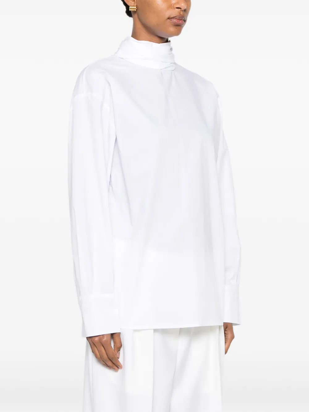 THE NINA STUDIO Blouse met gestrikte hals Wit