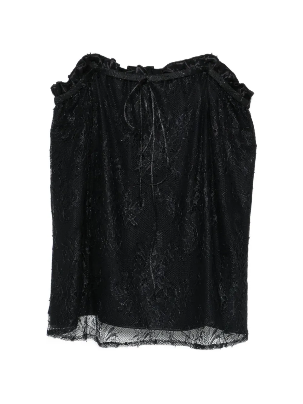 THE NINA STUDIO lace-detail ruffled top - Nero