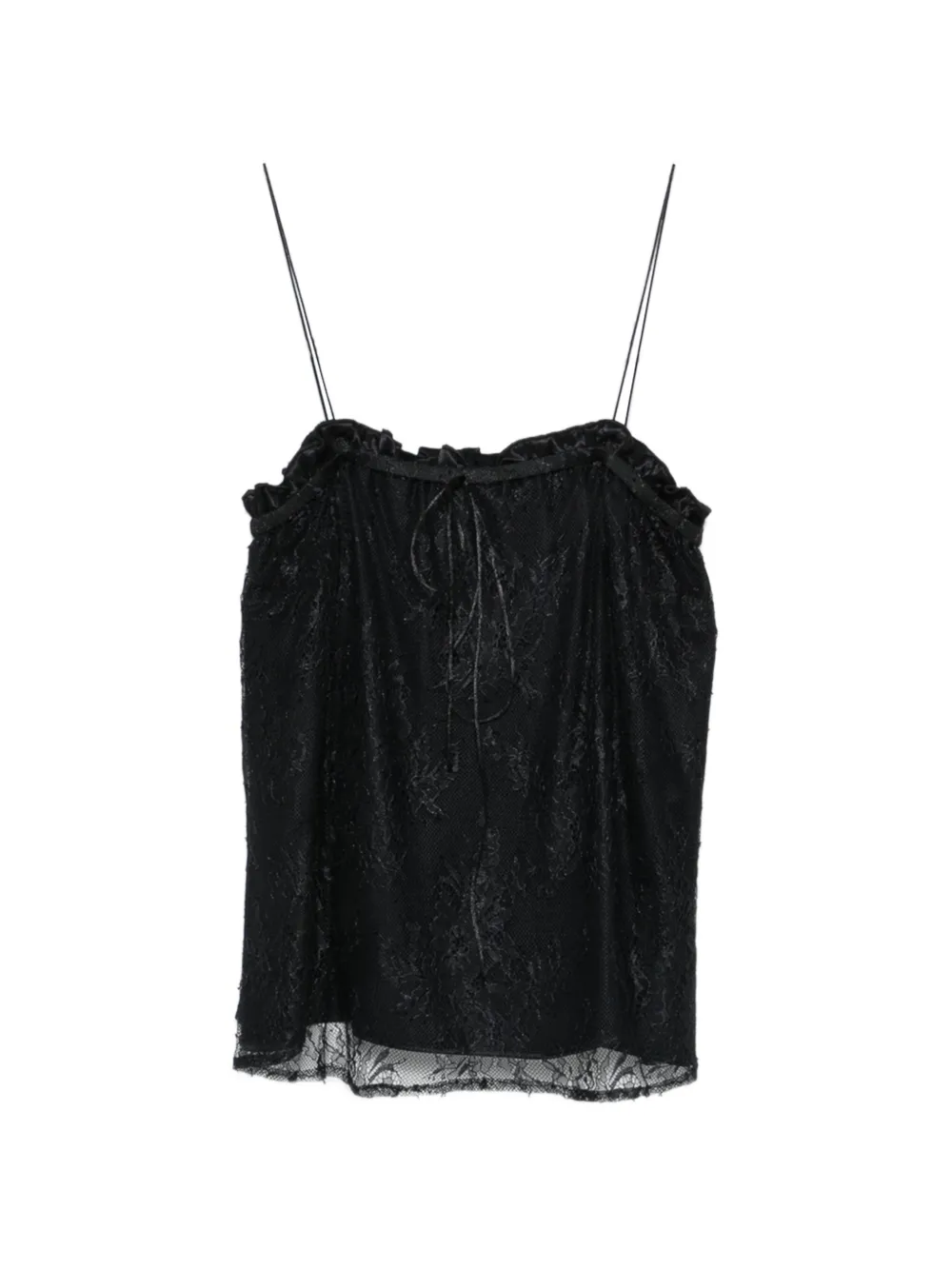 THE NINA STUDIO lace-detail ruffled top - Schwarz