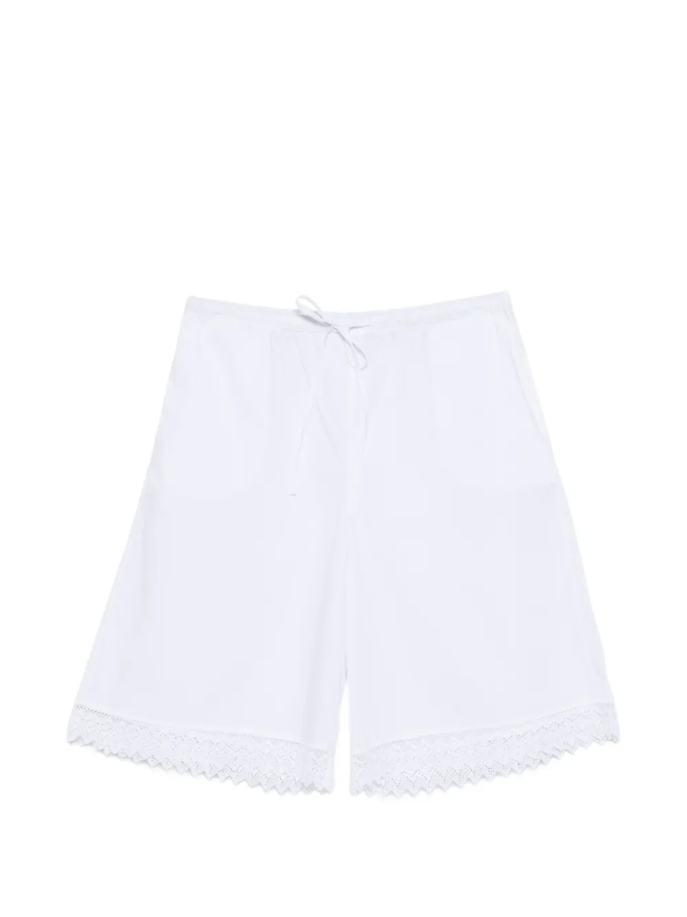 THE NINA STUDIO lace-detail drawstring shorts - White