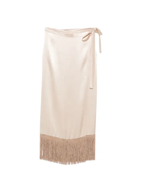 THE NINA STUDIO fringe-trim wrap skirt