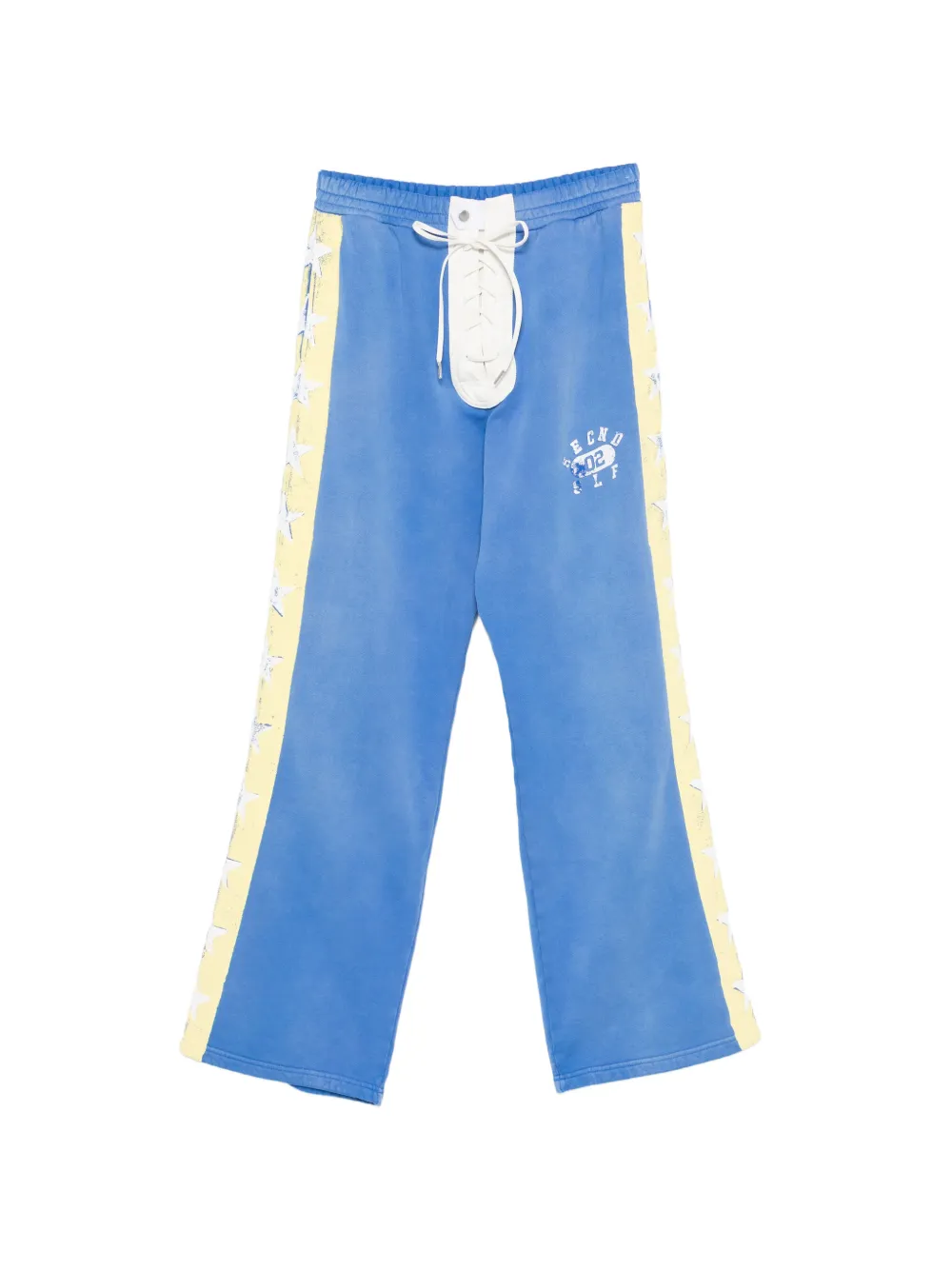 SECND SLF lace-up star-print track pants - Blu