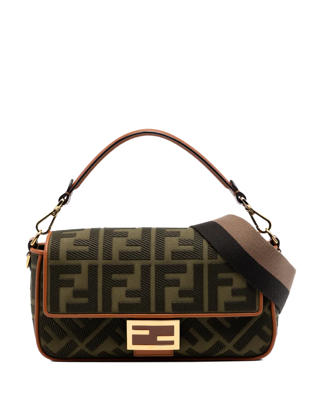 Fendi Pre-Owned 2010-2026 Zucca Embroidered Canvas Baguette satchel - Marrone