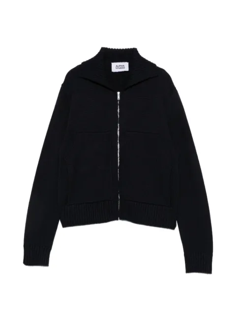 ALPHA STUDIO zip-up ribbed-trim cardigan